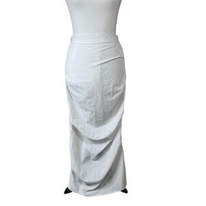Bongbly White Drape Maxi Skirt